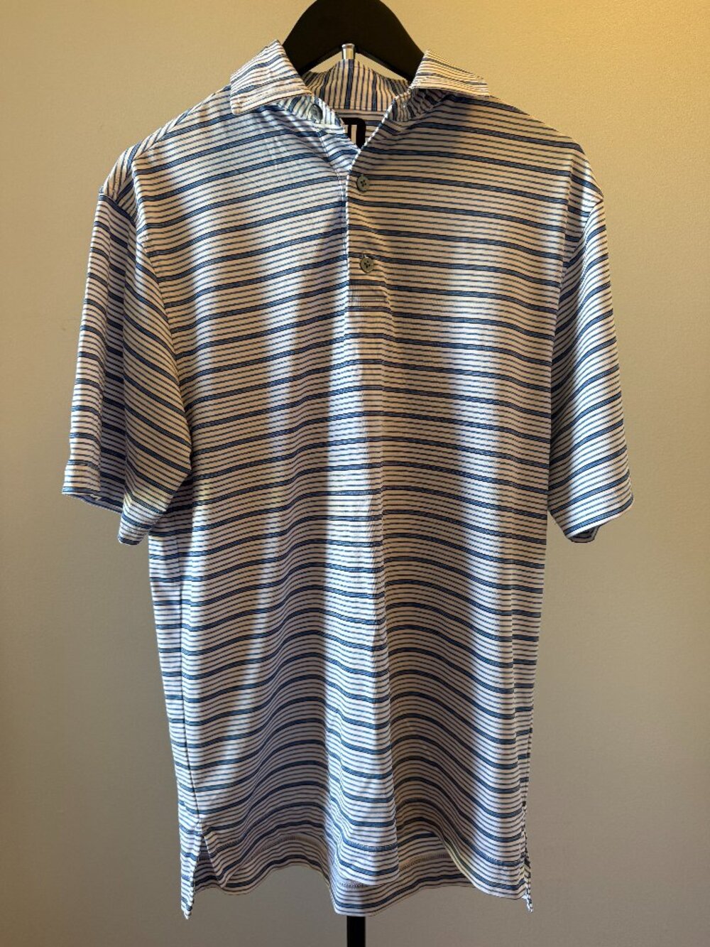 FootJoy Striped Golf Polo Blue Black White Size Small